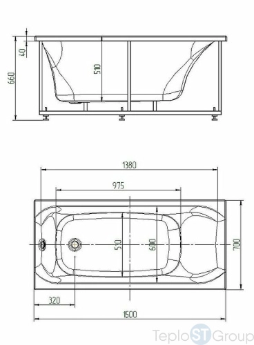 Акриловая ванна Aquatek Альфа 150x70 ALF150-0000038 без фронтального экрана, без гидромассажа - купить оптом у дилера TeploSTGroup по всей России ✅ ☎ 8 (800) 600-96-13 фото 3