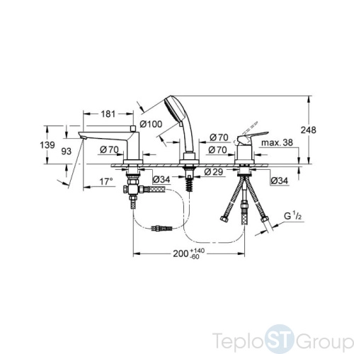 Смеситель для ванны Grohe BauEdge 2511700A - купить оптом у дилера TeploSTGroup по всей России ✅ ☎ 8 (800) 600-96-13 фото 3