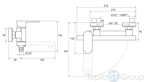 Смеситель для ванны Ravak Chrome CR 022.00/150 X070042 - купить оптом у дилера TeploSTGroup по всей России ✅ ☎ 8 (800) 600-96-13 фото 3