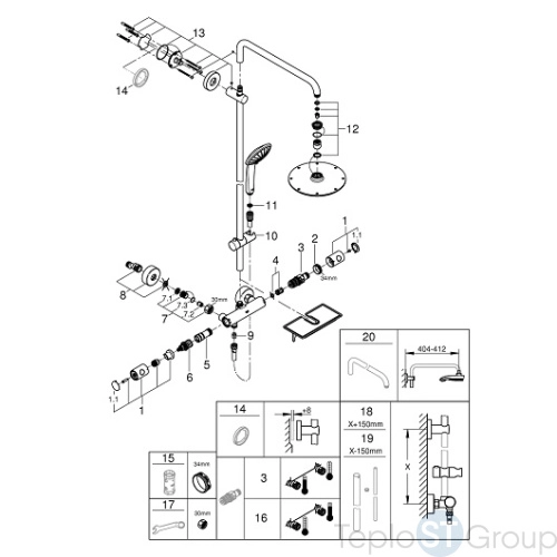 Душевая система GROHE Euphoria 210 26363000 хром - купить оптом у дилера TeploSTGroup по всей России ✅ ☎ 8 (800) 600-96-13 фото 4