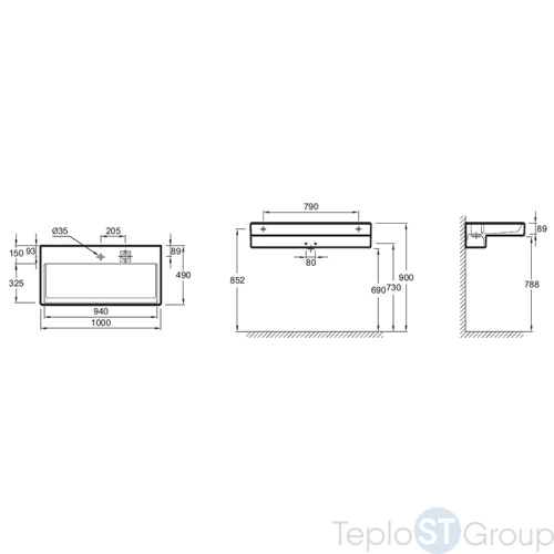 Раковина-столешница Jacob Delafon Terrace 100x49 с подсветкой EXC9112-00 - купить с доставкой по России фото 3