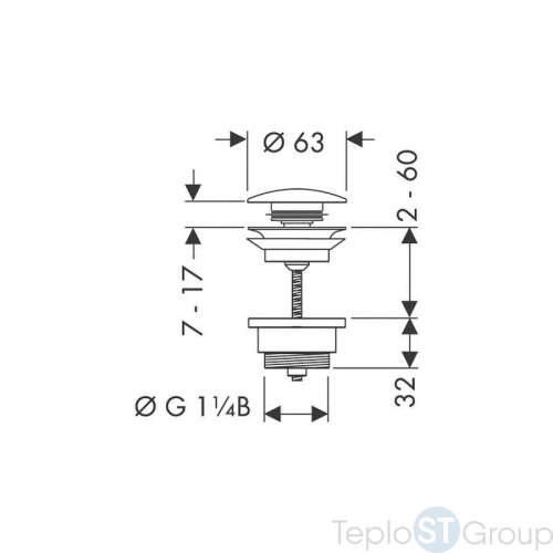 Донный клапан Push-open для раковины Hansgrohe 50100670 черный матовый - купить с доставкой по России фото 2