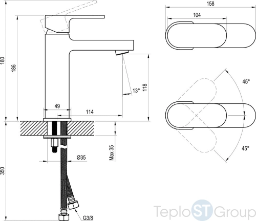 Смеситель для раковины Ravak Chrome CR 014.00 X070428, черный - купить с доставкой по России фото 3