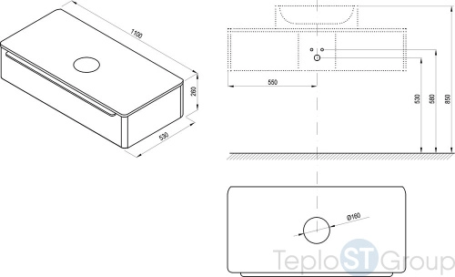 Тумба для умывальников со столешницей Ravak SUD 110 X000001082 - купить с доставкой по России фото 2