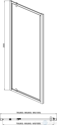 Душевая дверь Aquatek AQ ARI PI 09020BL, распашная 900x2000 профиль черный, стекло прозрачное - купить оптом с доставкой по России фото 2