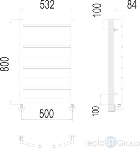 Terminus Классик П8 500х800 Полотенцесушитель - купить с доставкой по России фото 3