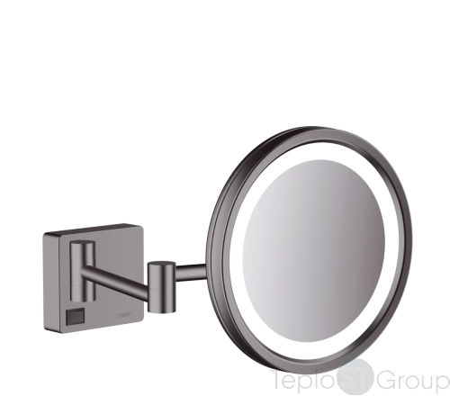 Зеркало косметическое для бритья Hansgrohe AddStoris 41790340 с LED-подсветкой, шлифованный черный/хром - купить с доставкой по России