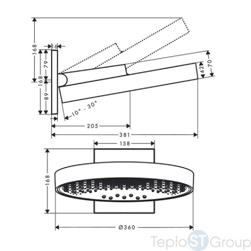 Верхний душ Hansgrohe Rainfinity 360 3jet 26234700 с настенным креплением, белый матовый - купить с доставкой по России фото 5