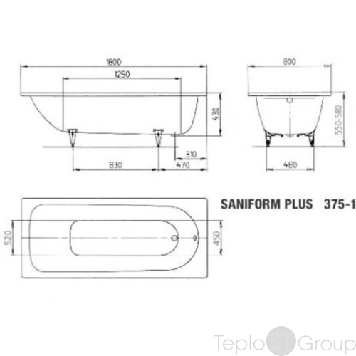 Стальная ванна Kaldewei Saniform Plus 180x80 anti-sleap mod. 375-1 112830000001 - купить с доставкой по России фото 3