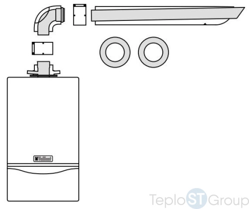 Комплект дымохода для конденсационного котла Vaillant DN Ø60/100 - 1 м арт. 0020219516 - купить с доставкой по России фото 3