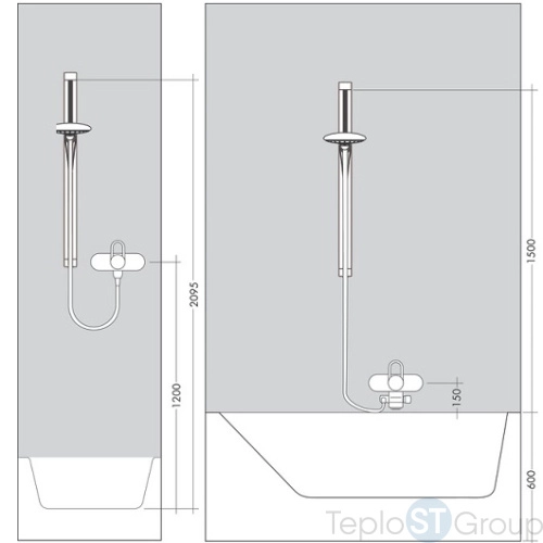 Душевой набор Hansgrohe Raindance Select 150 3jet 26626000 со штангой 90 см, хром - купить с доставкой по России фото 3