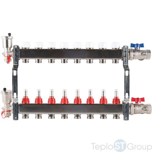 Rommer RMS-1210-000008 Rommer Коллектор из нержавеющей стали в сборе с расходомерами 8 вых. - купить с доставкой по России фото 11