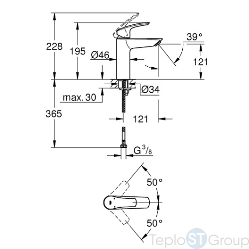 Смеситель для раковины Grohe Eurosmart 23324003 M-Size - купить с доставкой по России фото 3