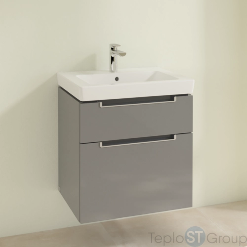 Тумба под раковину Villeroy & Boch Subway 2.0 587 x 590 x 454 mm A90900FP 2 выдвижных ящика, Glossy Grey - купить с доставкой по России фото 6