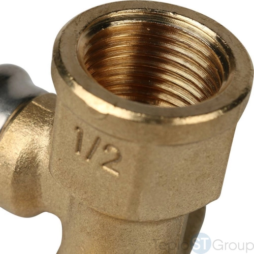 Stout Угольник настенный с креплением короткий 1/2 х16 для металлопластиковых труб прессовой - купить оптом с доставкой по России фото 5