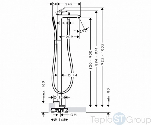 Смеситель для ванны Hansgrohe Metris 31471000 - купить с доставкой по России фото 3