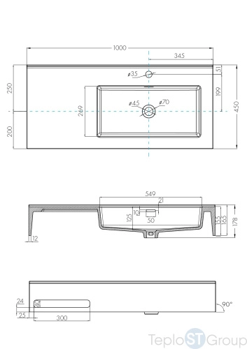 Раковина мебельная Aquaton Квадро 100 1A733231QA01R белая - купить с доставкой по России фото 3