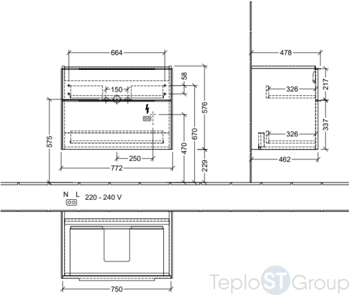 Тумба под раковину Villeroy&Boch SUBWAY 3.0 (C574L0VR) - купить с доставкой по России фото 3