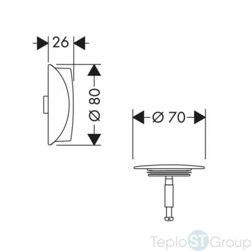 Cлив/перелив для ванны Hansgrohe Flexaplus (внешняя часть) полир,золото (58185990) - купить с доставкой по России фото 2