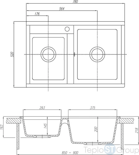 Мойка кухонная Aquaton Делия 78 DBL 1A723132DE280 кофе - купить оптом у дилера TeploSTGroup по всей России ✅ ☎ 8 (800) 600-96-13 фото 2