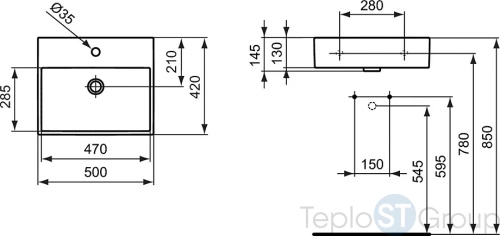 Умывальник Ideal Standard Strada 50x42 K077701 - купить с доставкой по России фото 3