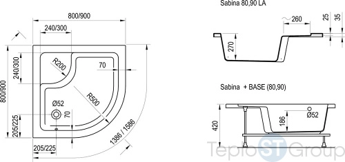 Душевой поддон Ravak Sabina 90x90 A217001020 - купить с доставкой по России фото 4