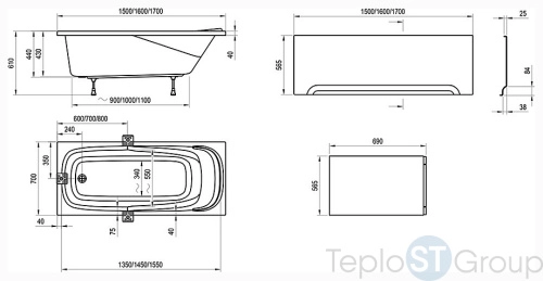 Акриловая ванна 160х70 Ravak Vanda II CP11000000 белая - купить оптом у дилера TeploSTGroup по всей России ✅ ☎ 8 (800) 600-96-13 фото 4