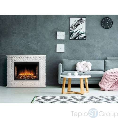 Портал Firelight Quadro 25 камень песчаник античный белый, белая эмаль - купить оптом с доставкой по России фото 3
