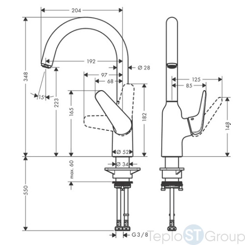 Смеситель для кухни Hansgrohe Focus M42 71802800, сталь - купить с доставкой по России фото 3