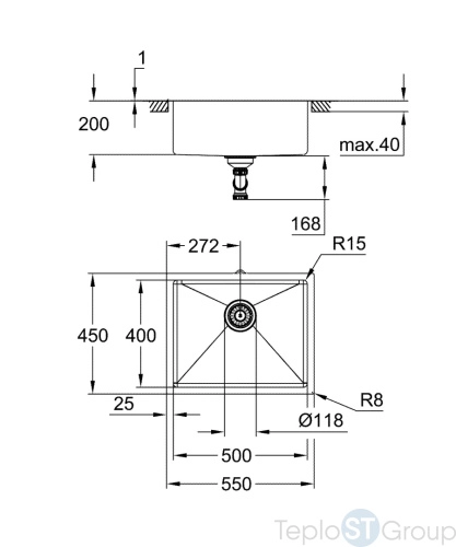 Кухонная мойка GROHE K700U 60-S 54.4/44.4 1.0 Undermount 31574SD1 сталь - купить с доставкой по России фото 3