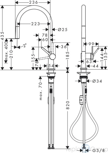 Смеситель для кухни Hansgrohe Talis M54 72802670 матовый черный - купить оптом у дилера TeploSTGroup по всей России ✅ ☎ 8 (800) 600-96-13 фото 3