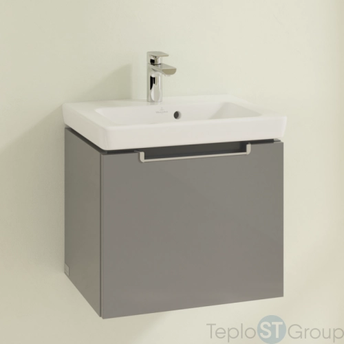 Тумба под раковину Villeroy & Boch Subway 2.0 485 x 420 x 379 mm A68500FP 1 выдвижной ящик, Glossy Grey - купить с доставкой по России фото 3