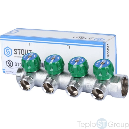 Stout SMB-6850-013404 коллектор регулирующий 1 , 4 отвода 3/4 ЕК - купить оптом у дилера TeploSTGroup по всей России ✅ ☎ 8 (800) 600-96-13 фото 3