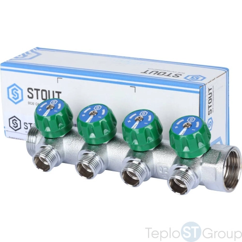 Stout SMB-6850-011204 коллектор регулирующий 1 , 4 отвода 1/2 - купить оптом у дилера TeploSTGroup по всей России ✅ ☎ 8 (800) 600-96-13 фото 3