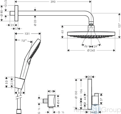 Душевой набор Hansgrohe Raindance Select S 27297000 - купить оптом у дилера TeploSTGroup по всей России ✅ ☎ 8 (800) 600-96-13 фото 2