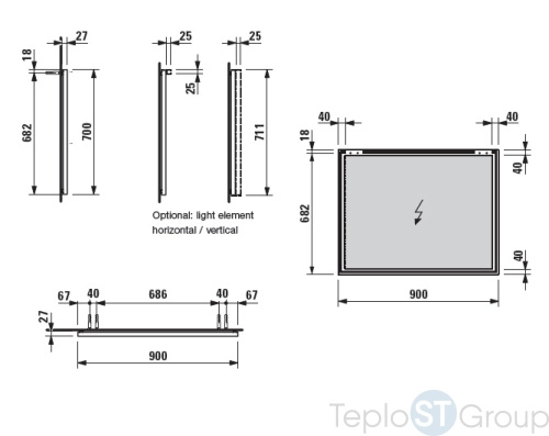 Зеркало Laufen Frame 25 4.4740.5.900.144.1 с алюминиевой рамкой - купить с доставкой по России фото 3