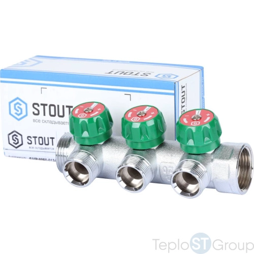 Stout SMB-6850-013403 коллектор регулирующий 1 , 3 отвода 3/4 ЕК - купить с доставкой по России фото 3