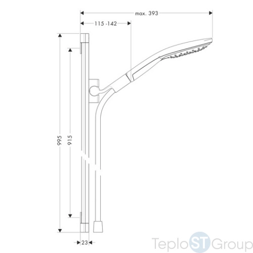 Душевой набор Hansgrohe Raindance Select 150 3jet 26626000 со штангой 90 см, хром - купить с доставкой по России фото 2