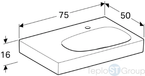 Раковина Geberit Citterio 75х50 полочка слева 500.546.01.1 без перелива - купить с доставкой по России фото 2