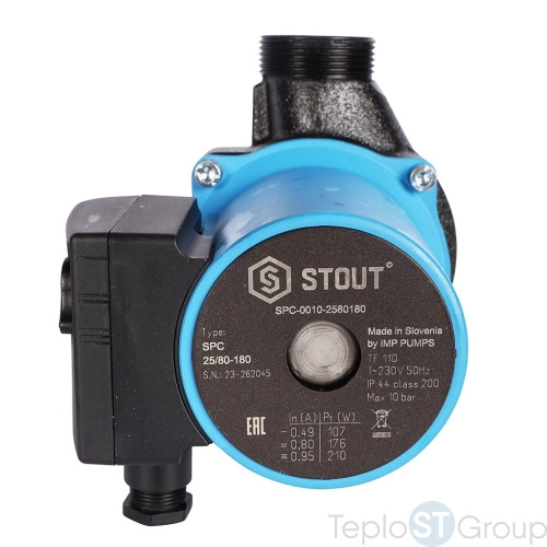 Stout SPC-0010 SPC-0010-2580180 Stout Насос циркуляционный 25/80-180 - купить с доставкой по России фото 2