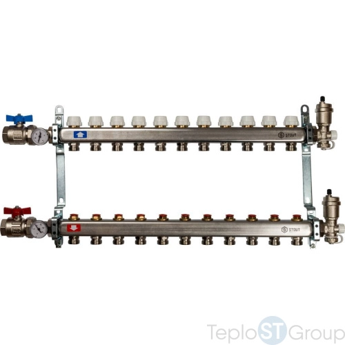 Stout Коллектор из нержавеющей стали в сборе без расходомеров 11 вых. - купить с доставкой по России
