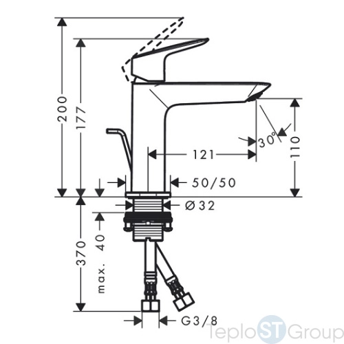 Смеситель для раковины Hansgrohe Logis Fine 71251000 хром - купить оптом у дилера TeploSTGroup по всей России ✅ ☎ 8 (800) 600-96-13 фото 3