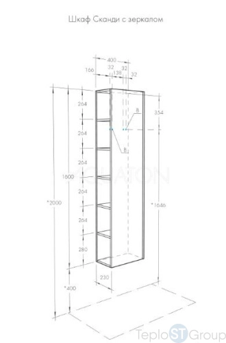 Шкаф-колонна Aquaton Сканди 1A253403SD010 с зеркалом белый матовый - купить с доставкой по России фото 3