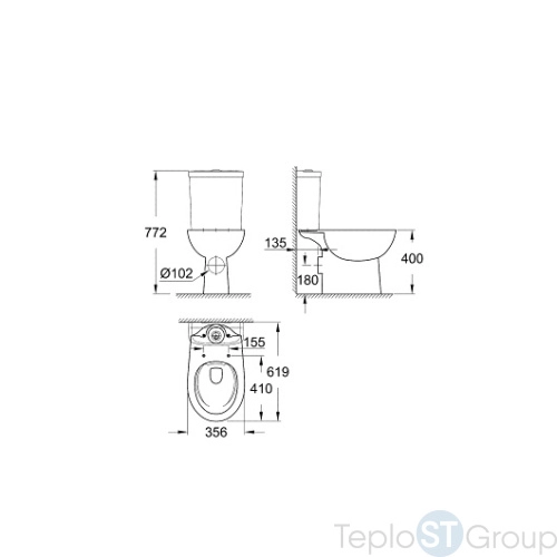 Унитаз напольный безободковый Grohe Bau Ceramic 39349000 - купить с доставкой по России фото 3