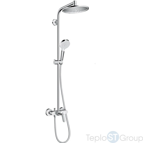 Душевая стойка Hansgrohe Crometta S 240 1jet Showerpipe EcoSmart 27269000 с однорычажным смесителем - купить оптом у дилера TeploSTGroup по всей России ✅ ☎ 8 (800) 600-96-13