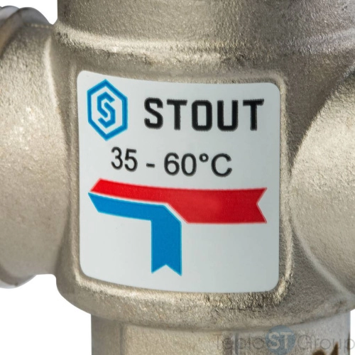 Stout Термостатический смесительный клапан для систем отопления и ГВС 1 НР 35-60°С KV 1,6 - купить оптом с доставкой по России фото 4