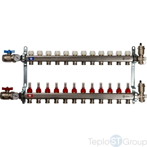 Stout Коллектор из нержавеющей стали в сборе с расходомерами 12 вых. - купить с доставкой по России