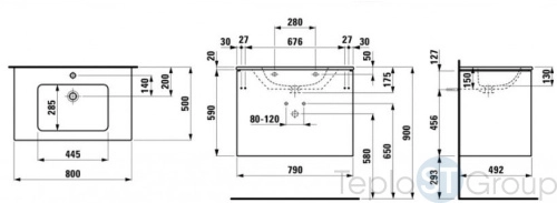 Тумба с раковиной Laufen Base 80x49 8.6496.1.262.104.1 светлый вяз - купить с доставкой по России фото 2