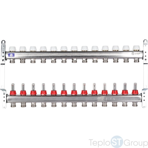Stout Коллектор из нержавеющей стали с расходомерами 13 вых. - купить с доставкой по России фото 8