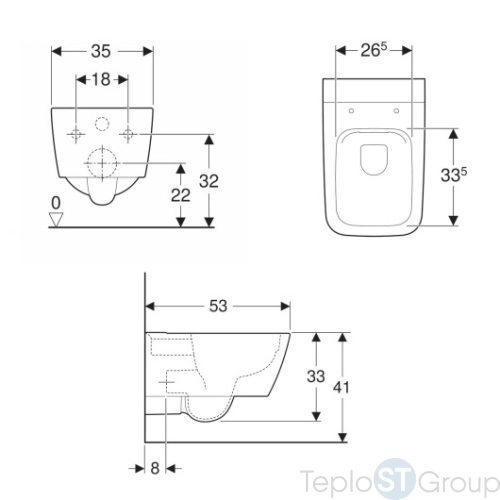 Чаша подвесного унитаза Geberit iCon Square Rimfree 201950000 безободковая - купить с доставкой по России фото 3